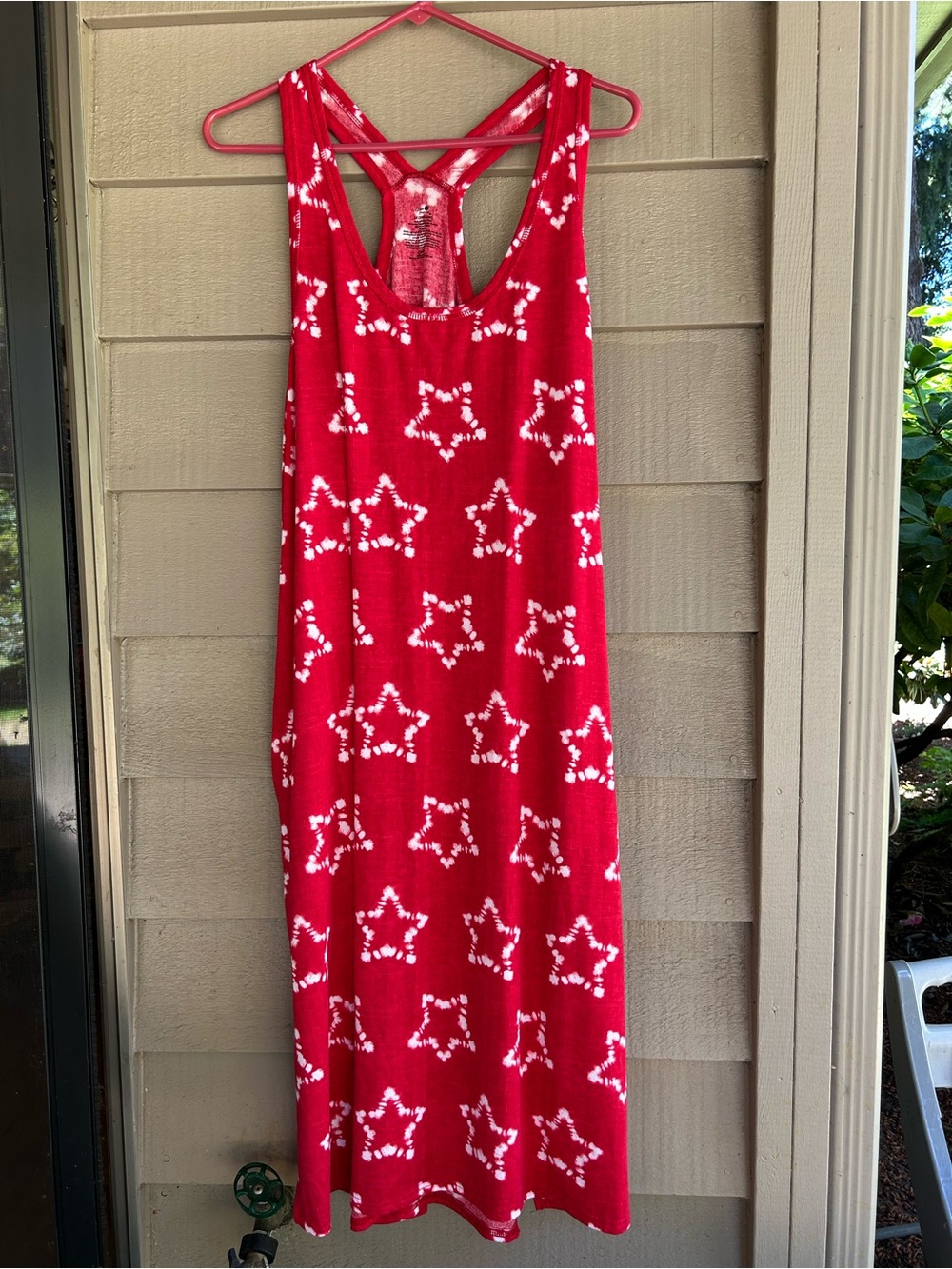 Secret Treasures Sculpted Heart Tie-Dye sundress/ sleepwear plus Sz— Red & White